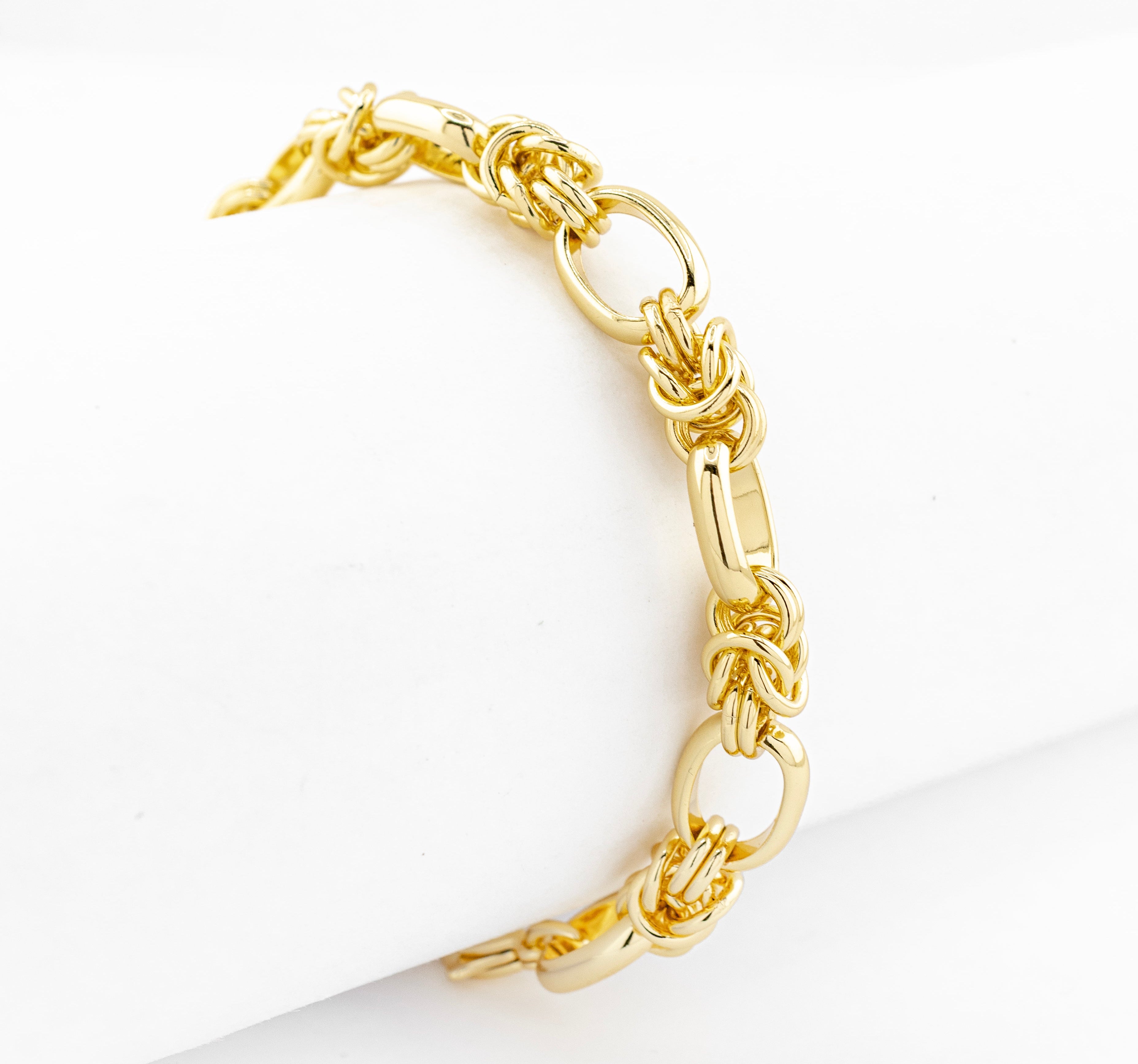 PULSERA ARGOLLAS Y NUDO ARGOLLAS CHAPA DE ORO