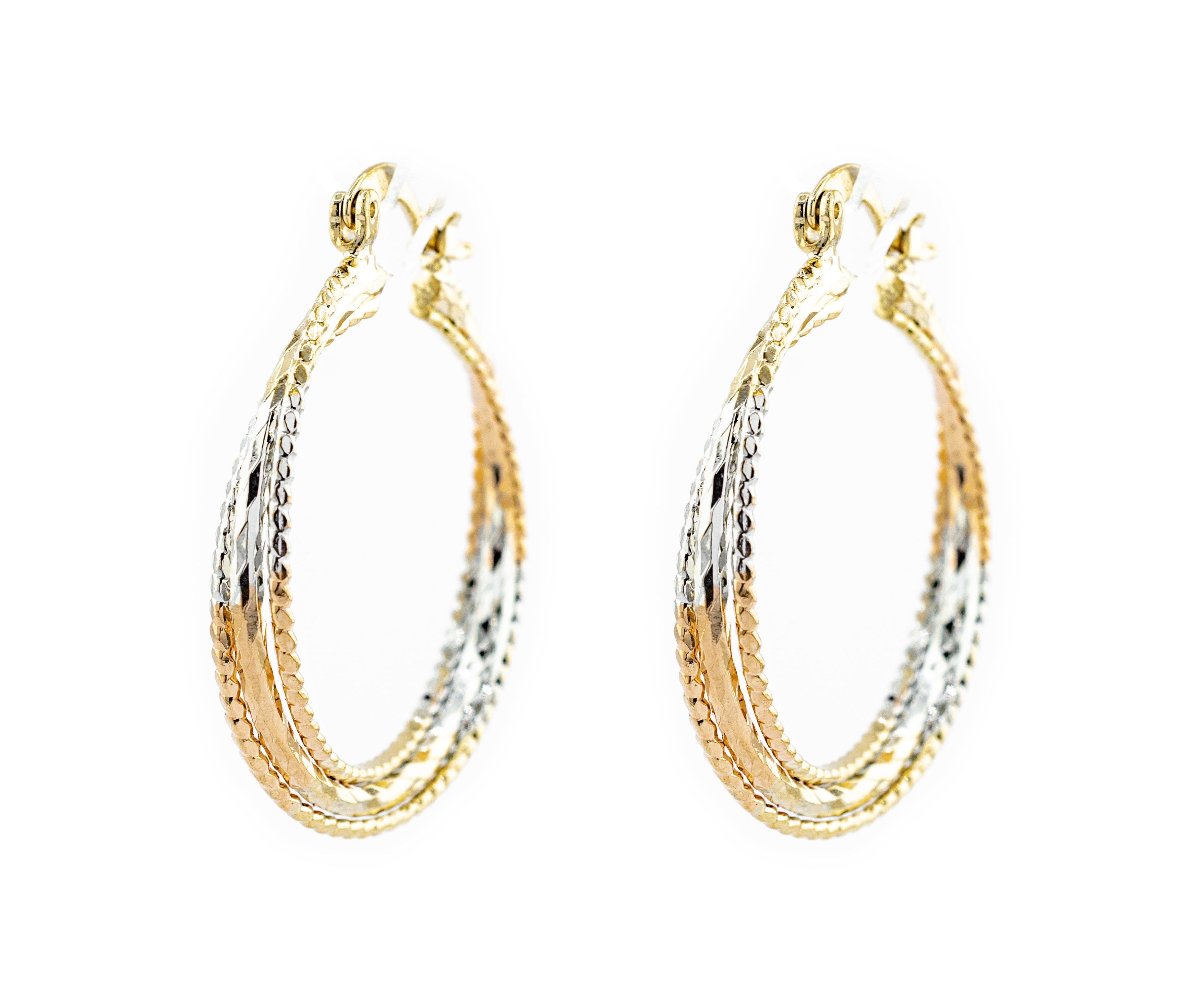 ARRACADA CRUZADA FLORENTINO 3.5 CM CHAPA DE ORO