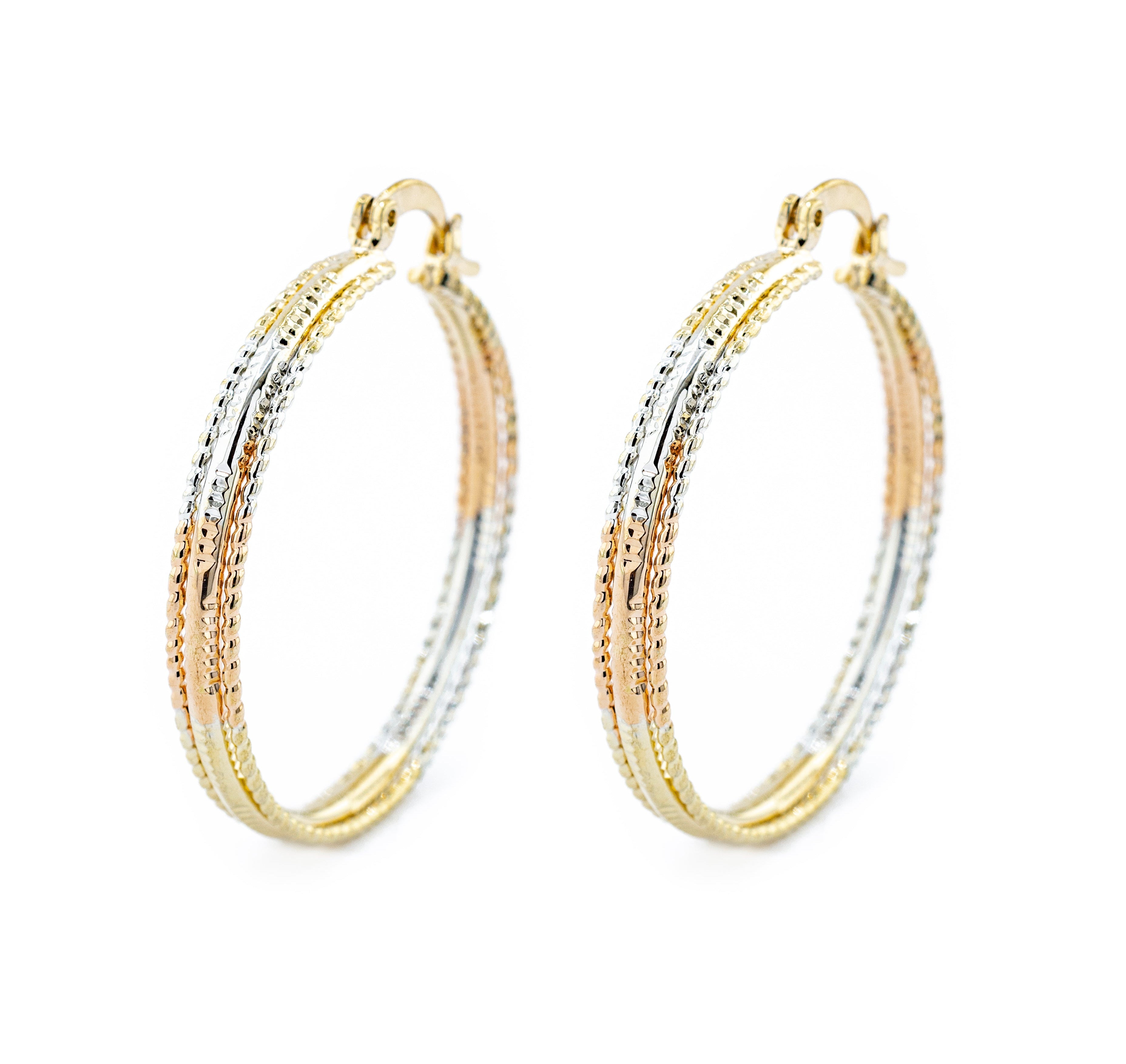 ARRACADA FLORENTINO 3.5 CM CHAPA DE ORO