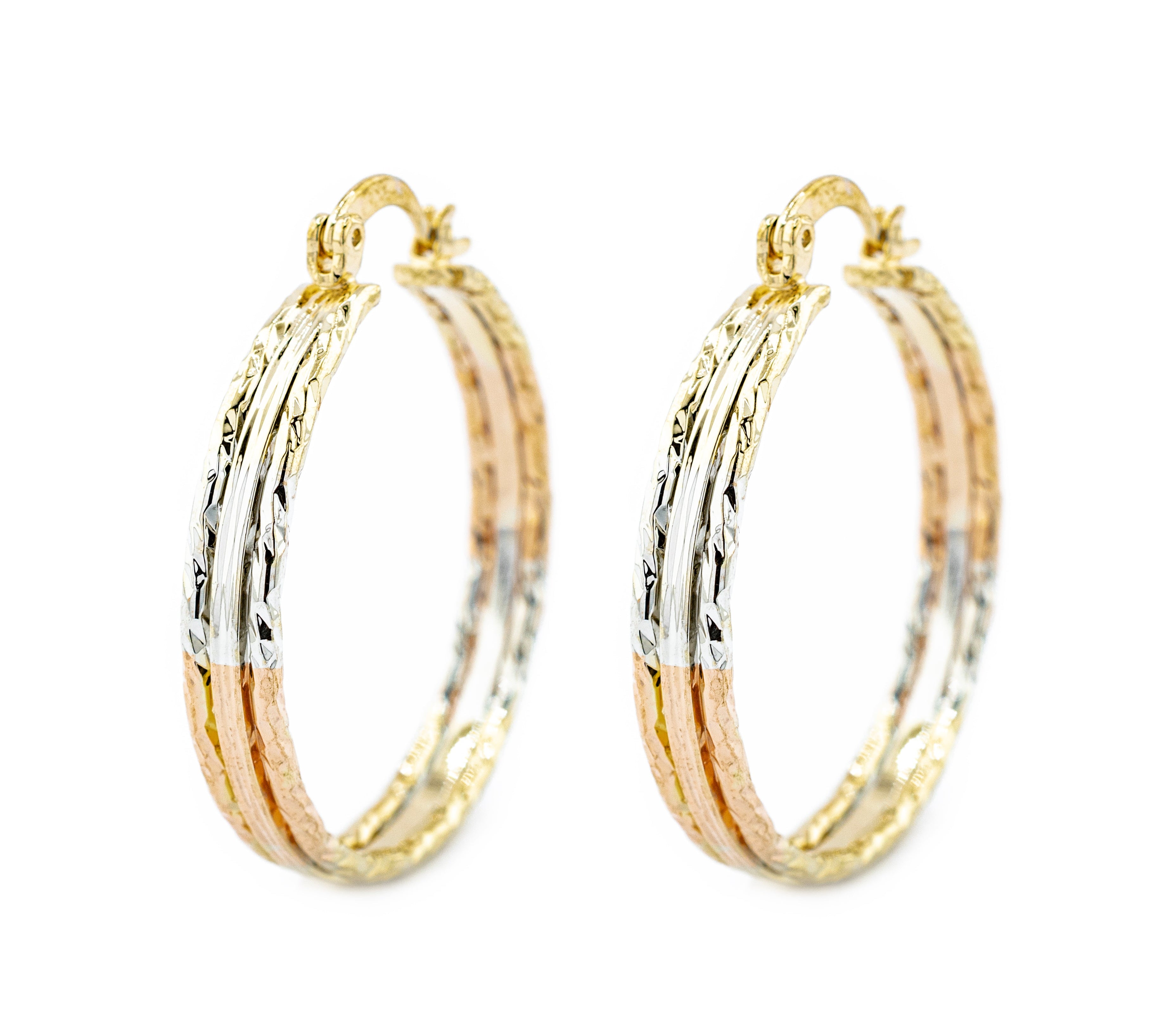 ARRACADA CON BISEL FLORENTINO 3CM CHAPADE ORO
