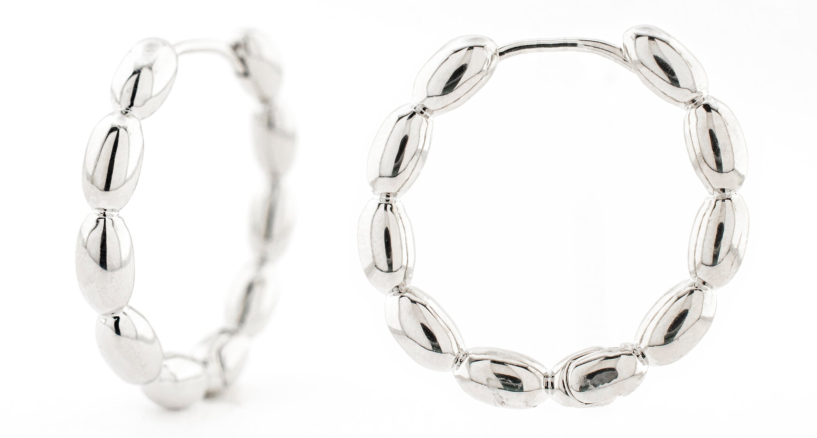 ARRACADA OVALOS 2.5CM CHAPA DE RODIO