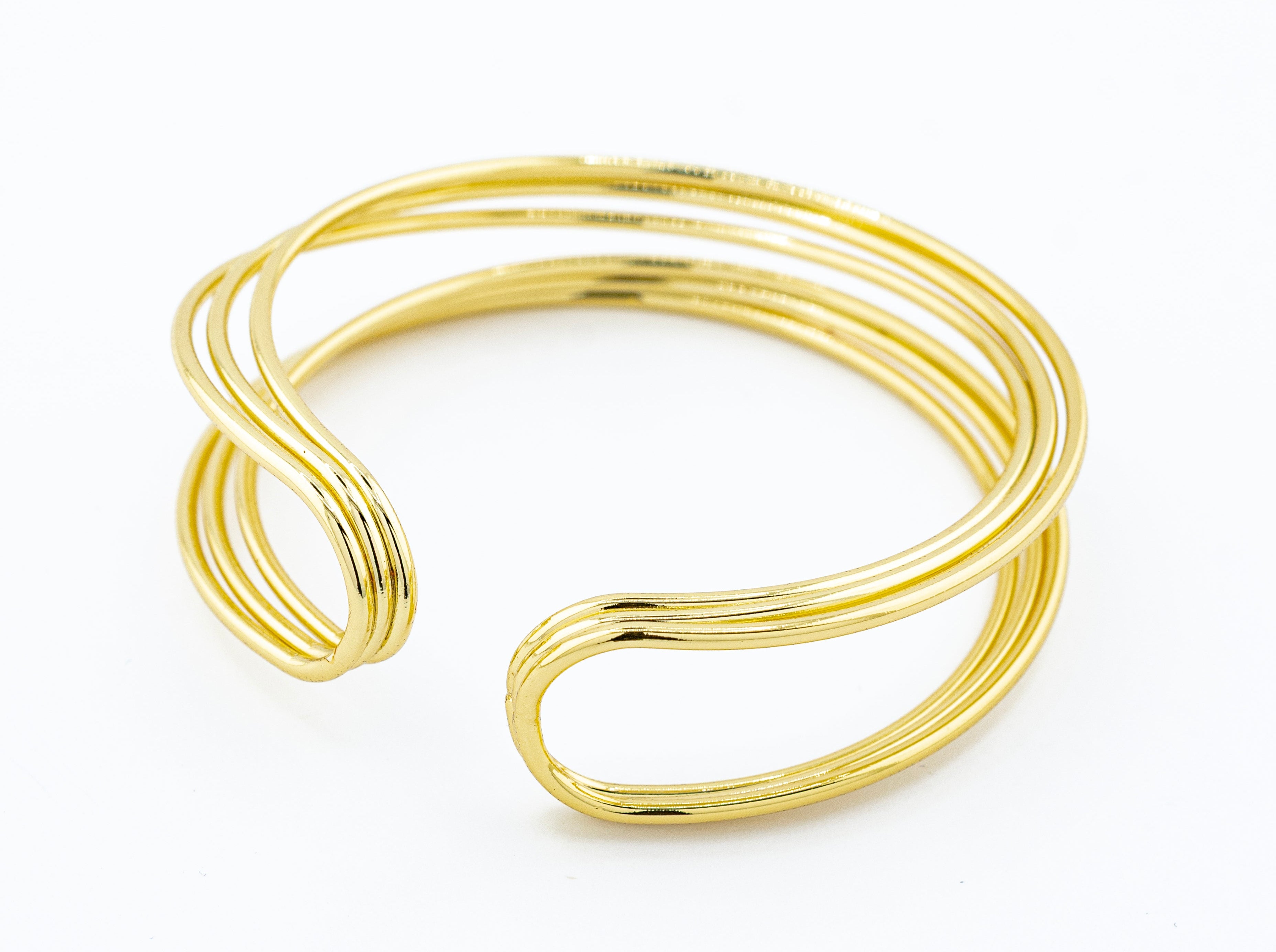 BRAZALETE 3 HILOS DOBLE CHAPA DE ORO