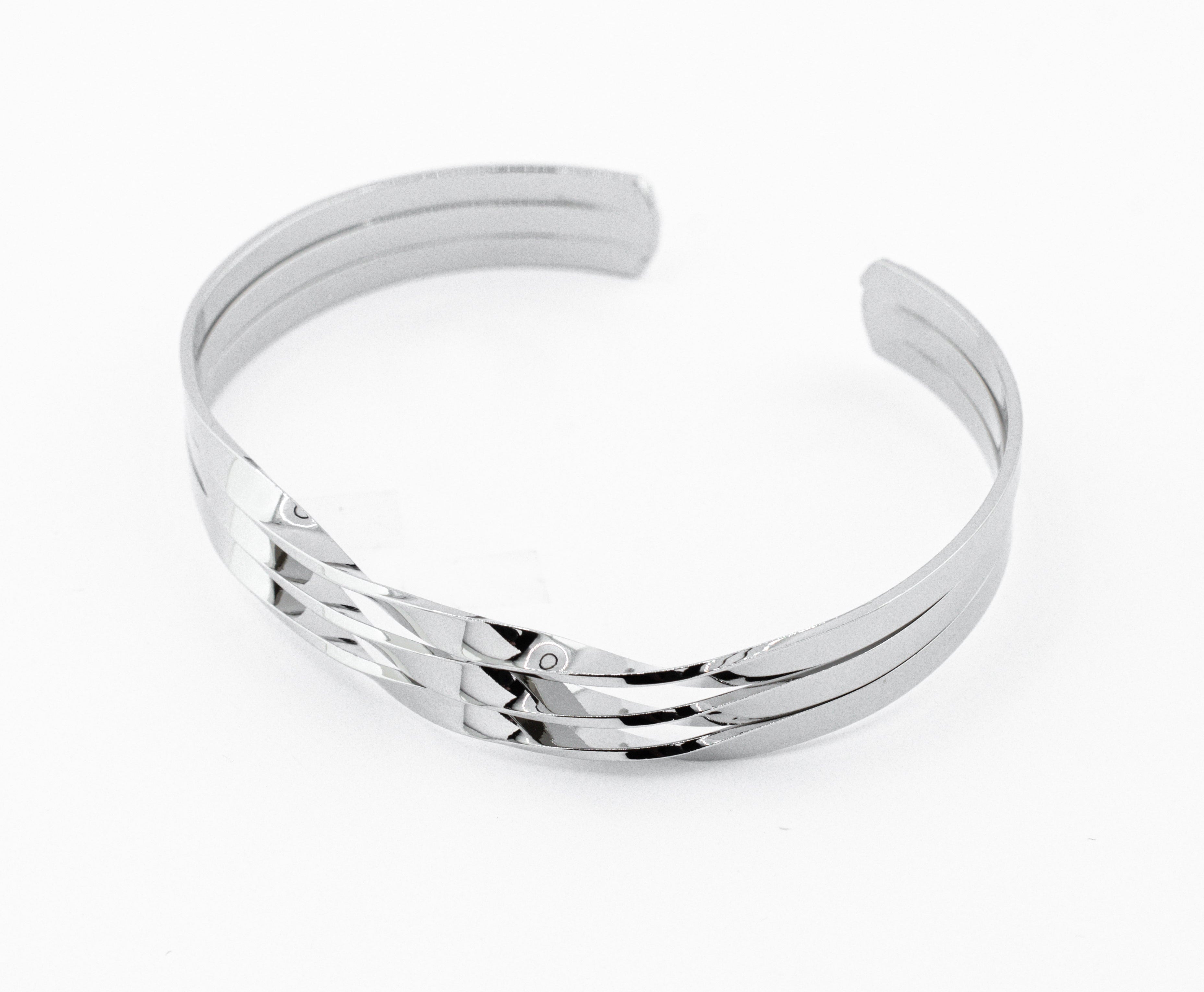 BRAZALETE 3 HILOS TORCIDO CHAPA DE RODIO