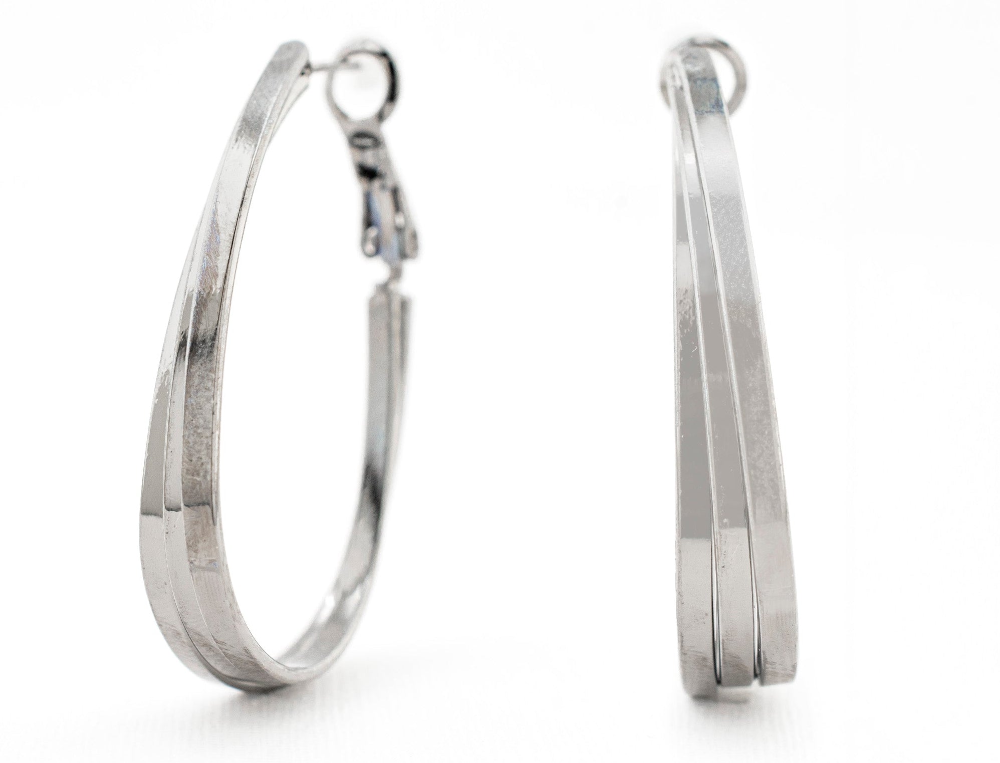 ARARCADA TRIPLE FORMA GOTA 3.5 CM CHAPA DE RODIO