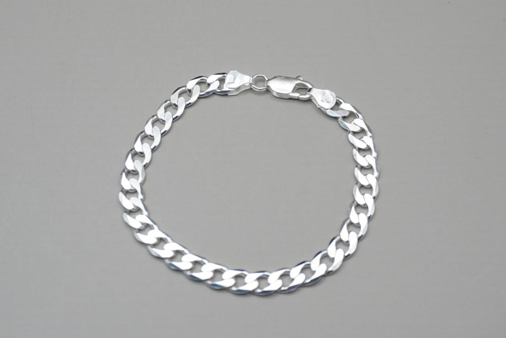 PULSO CUBANA 18 CM x 7 MM PARA CABALLERO PLATA .925