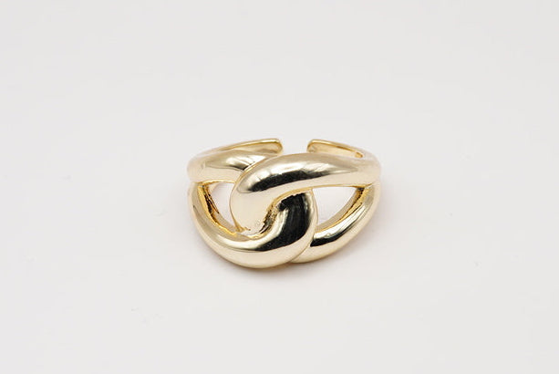 ANILLO CHUNKY ENTRELAZADO CHAPA ORO AJUSTABLE