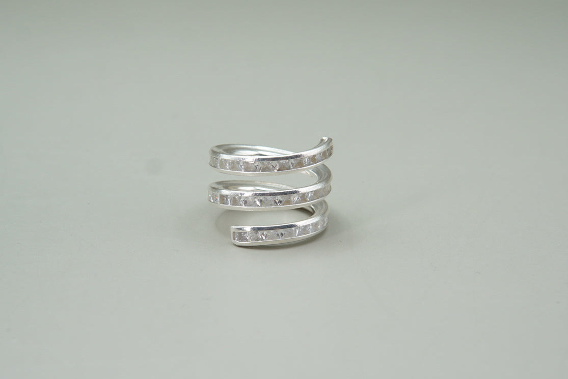 ANILLO ESPIRAL ZIRCONIAS #6 Y #7 PLATA .925