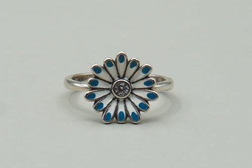 ANILLO MARGARITA ESMALTADO # 7 PLATA .925