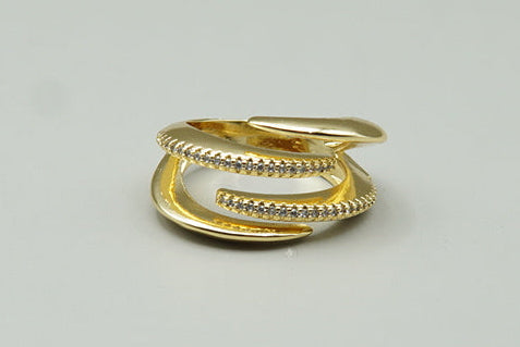 ANILLO HILERAS PIEDRAS ORO LAMINADO