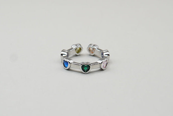 ANILLO CORAZONES COLORES AJUSTABLE CHAPA DE RODIO