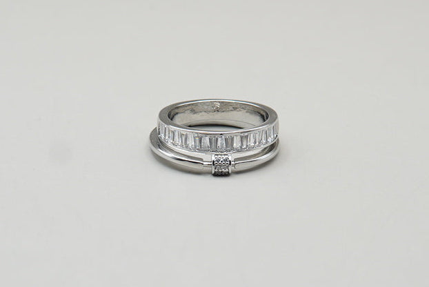 ANILLO DOBLE C/ZIRCONIA  # 7 CHAPA DE RODIO