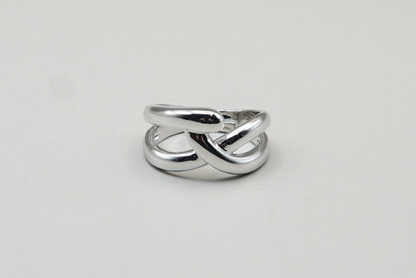 ANILLO CHUNKY ENTRELAZADO AJUSTABLE CHAPA DE RODIO