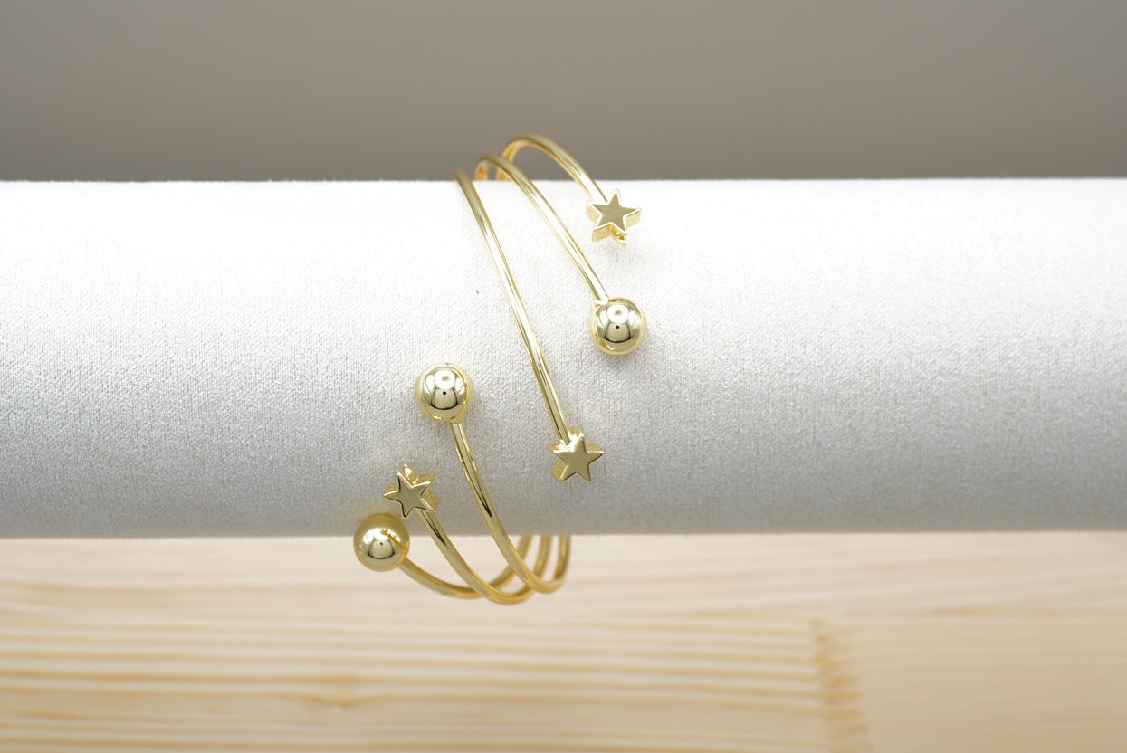 BRAZALETE BOLAS ESTRELLAS ORO LAMINADO