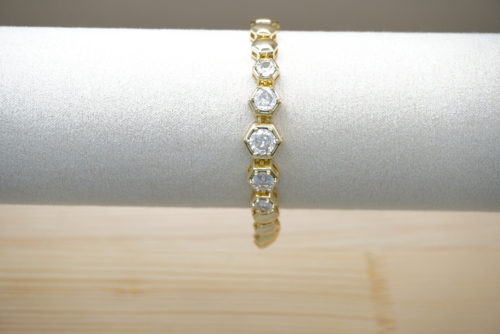 PULSERA OCTAGONOS CON ZIRCONIAS CHAPA ORO