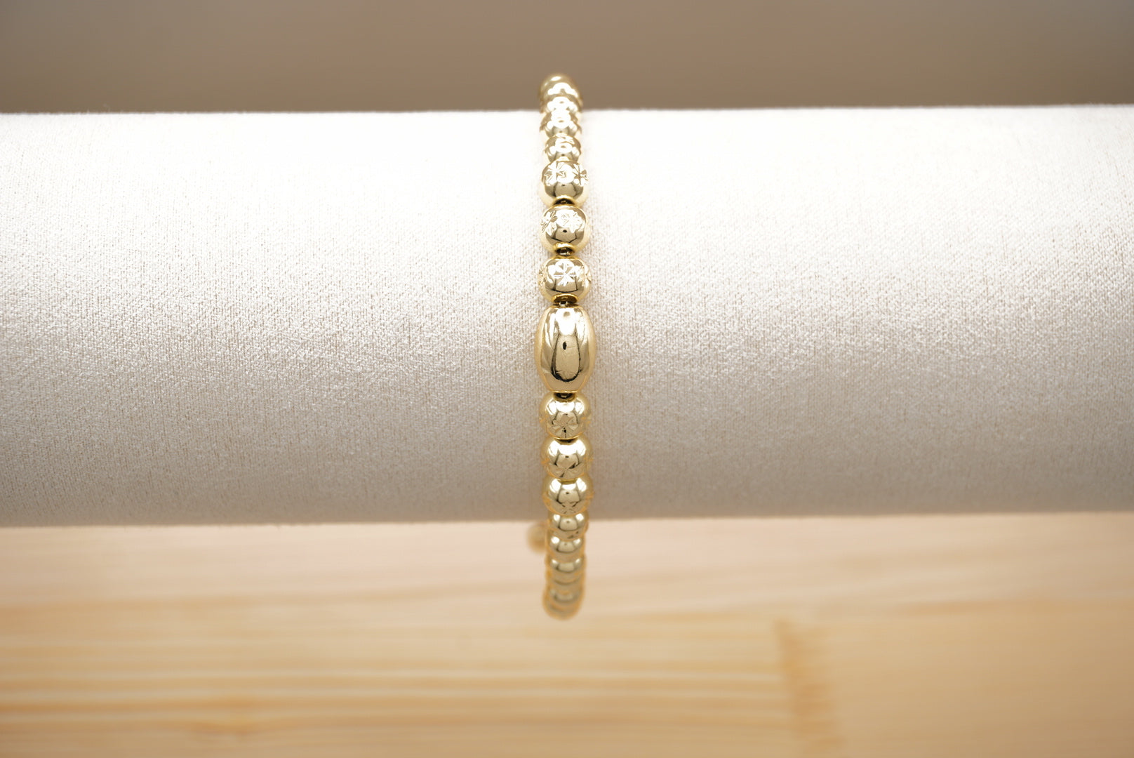 PULSERA CHUNKY AJUSTABLEBOLAS OVALO CHAPA DE ORO