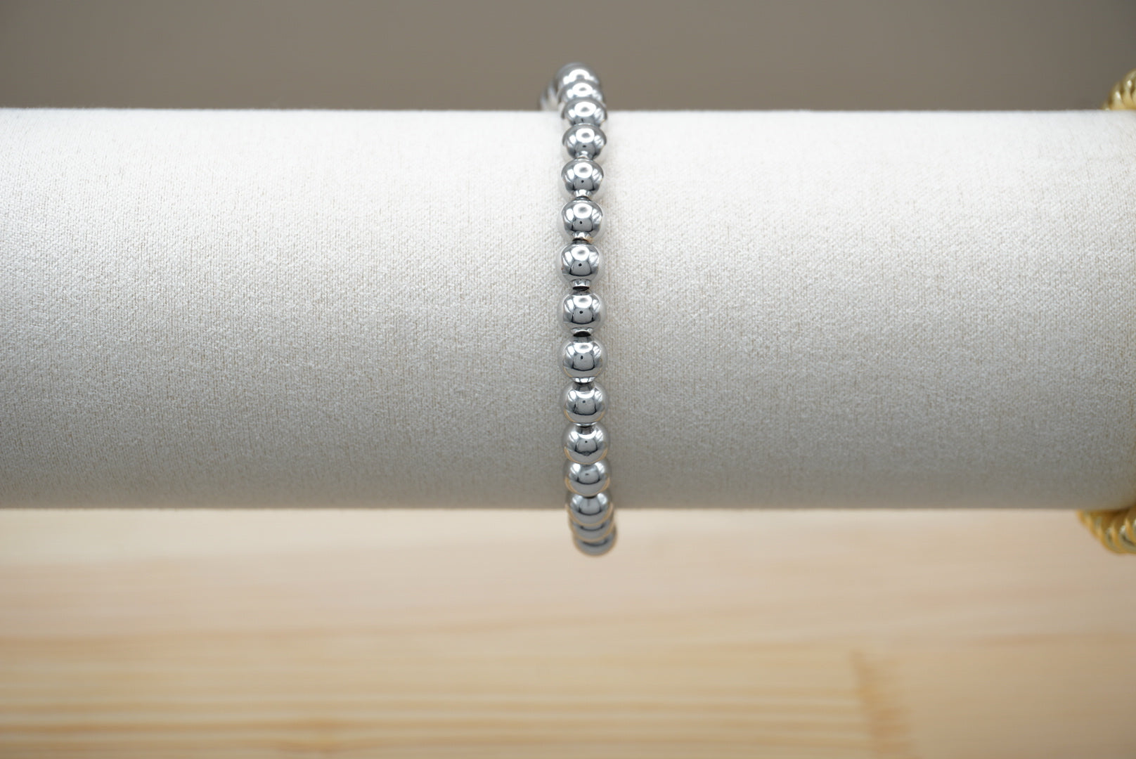 PULSERA BOLITA 6MM PLATA ACERO