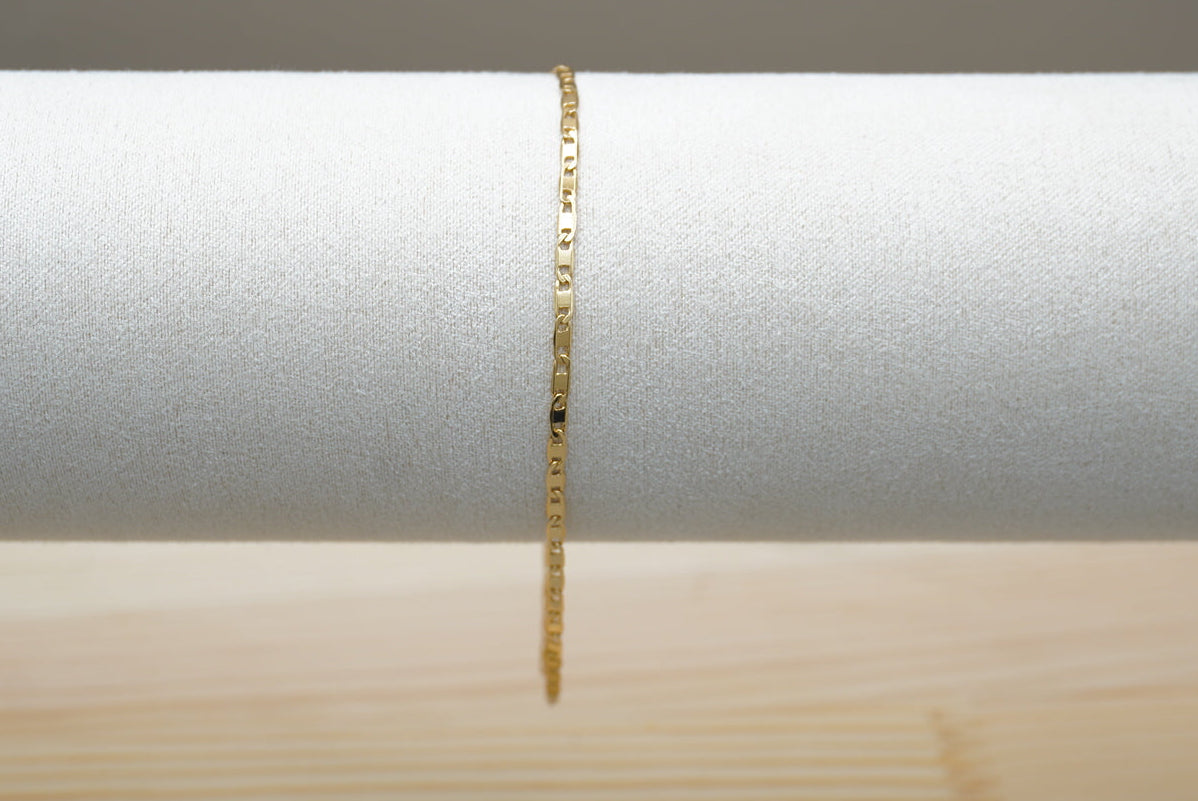 PULSERA FIGARO PLANA 2MM CHAPA DE ORO
