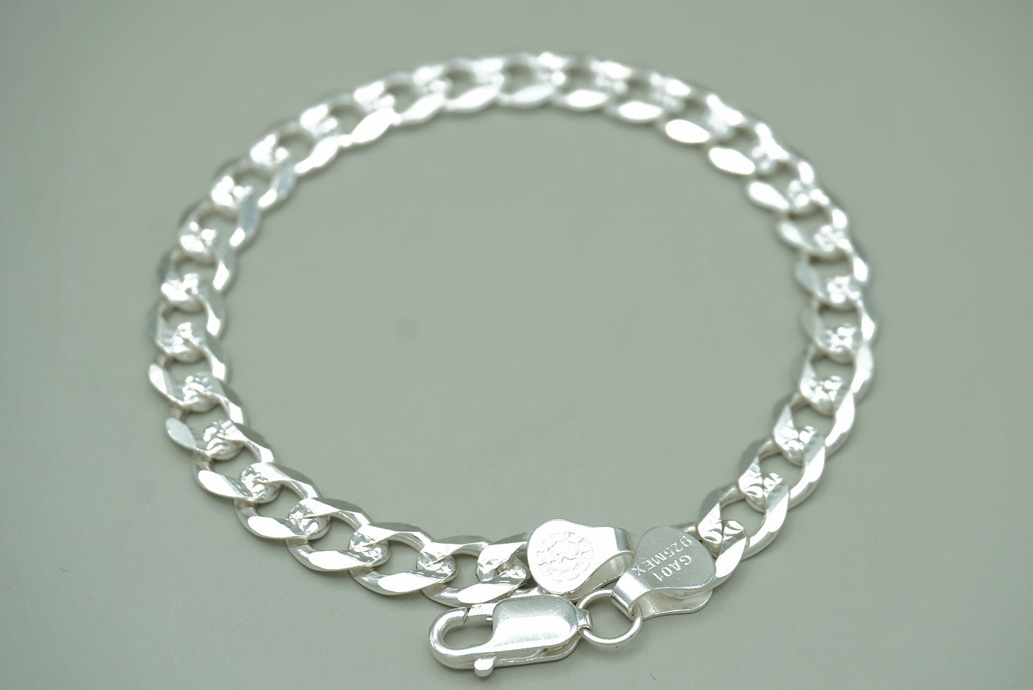 PULSO CUBANA DIAMANTADO 21 CM x 8 MM PLATA .925