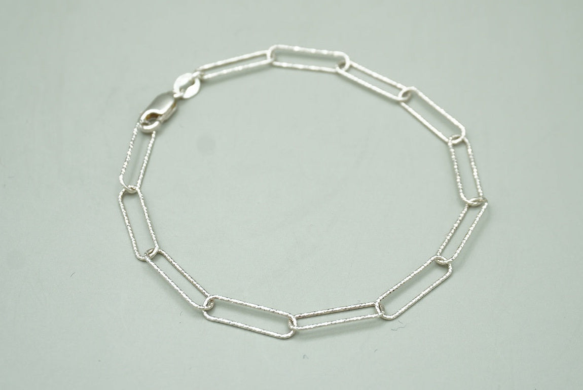 PULSERA ESLABON OVALADO DIAMANTADO PLATA .925
