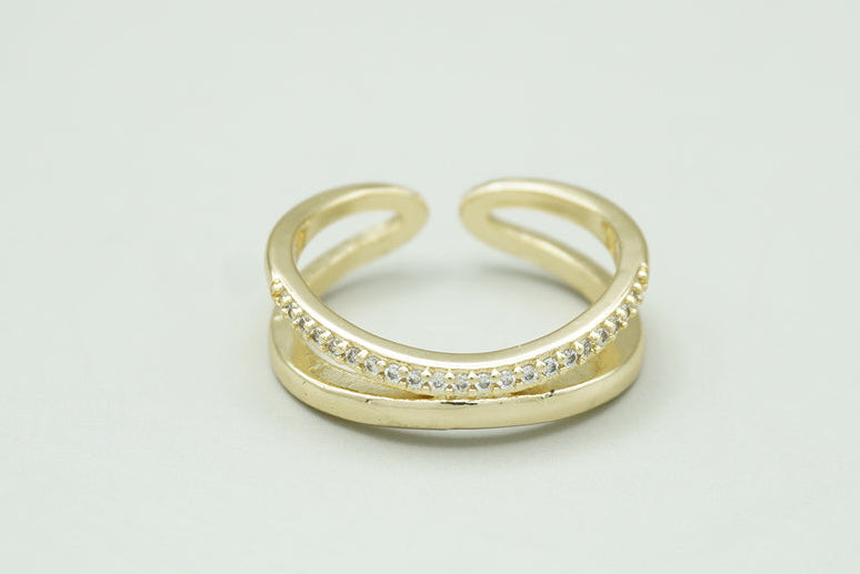 ANILLO OLA ZIRCONIA AJUSTABLE CHAPA DE ORO