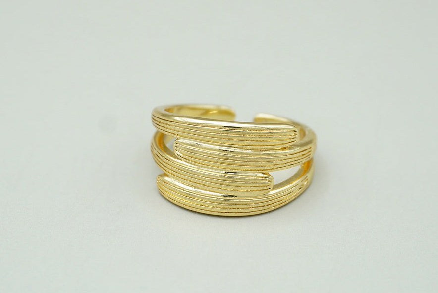 ANILLO RAYAS AJUSTABLE CHAPA DE ORO