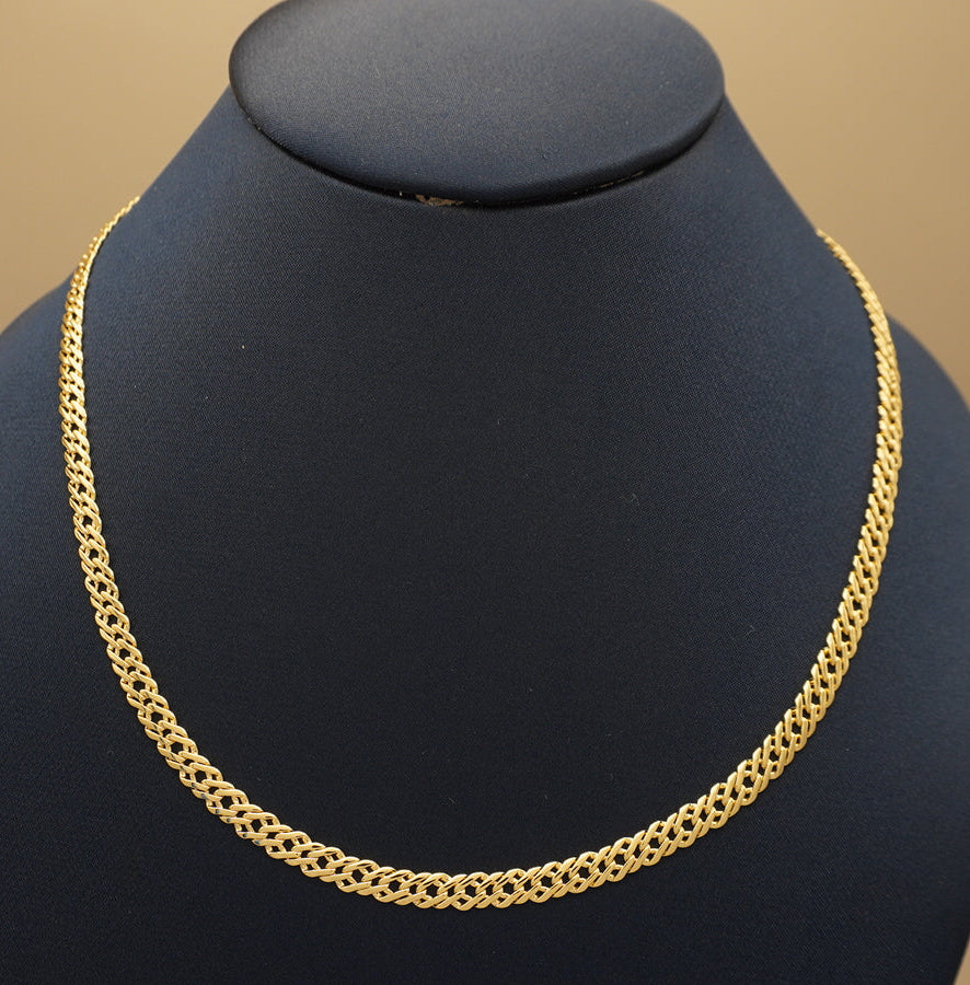 COLLAR ESLABON RECTANGULAR DOBLE CHAPA DE ORO