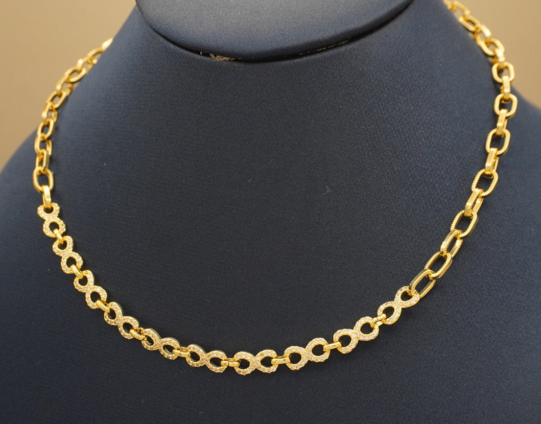 COLLAR INFINITOS CON ZIRCONIAS CHAPA DE ORO
