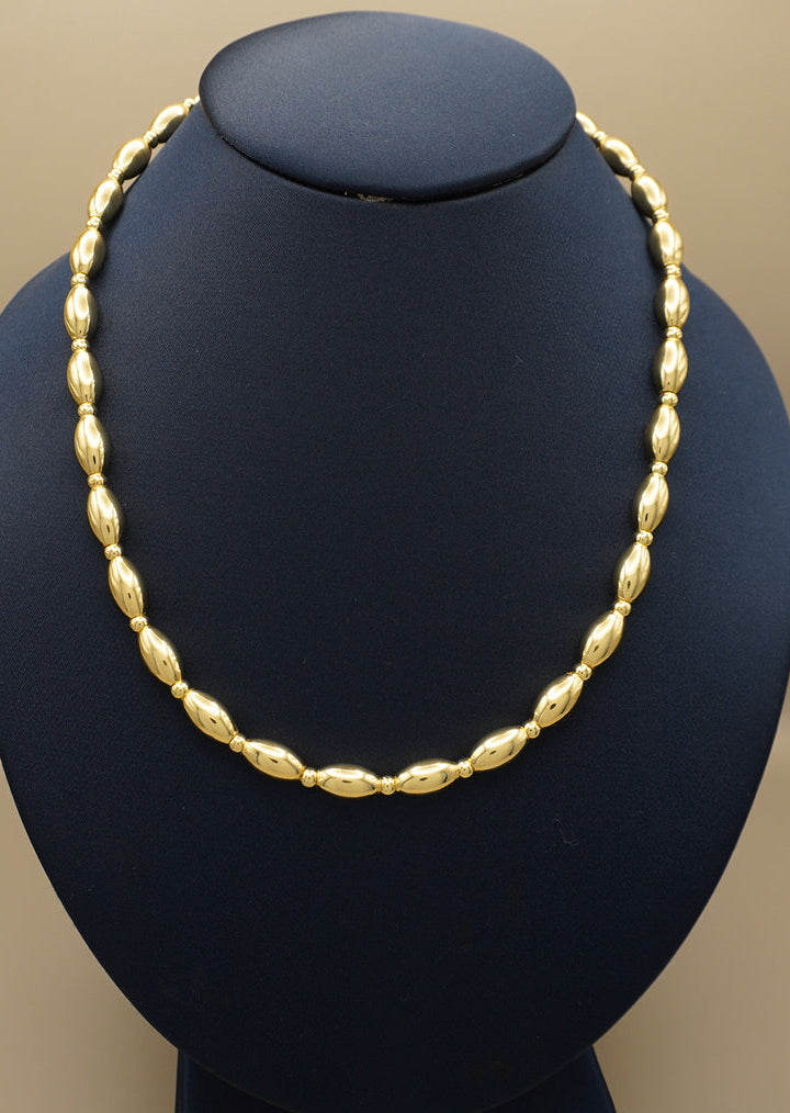 COLLAR CHUNKY AJUSTABLE BOLAS OVALO CHAPA DE ORO