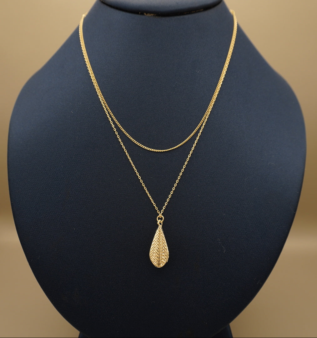COLLAR DOBLE CON GOTA 3D CHAPA DE ORO
