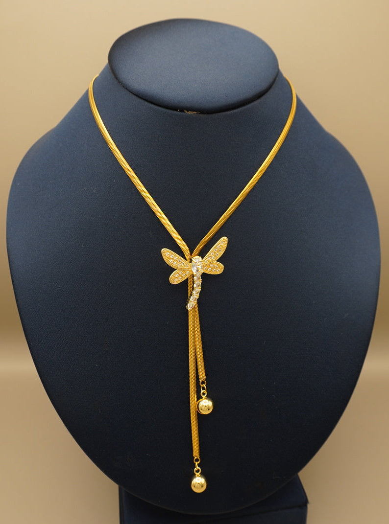 CORBATIN-ARETES LIBELULA ORO LAMINADO