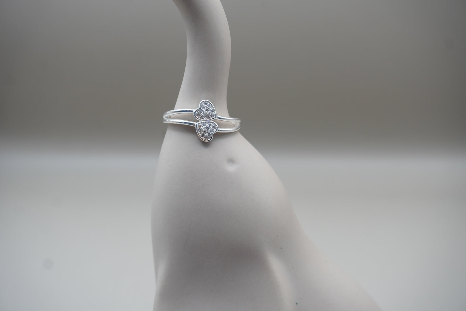 ANILLO DOBLE CORAZON #8 PLATA .925