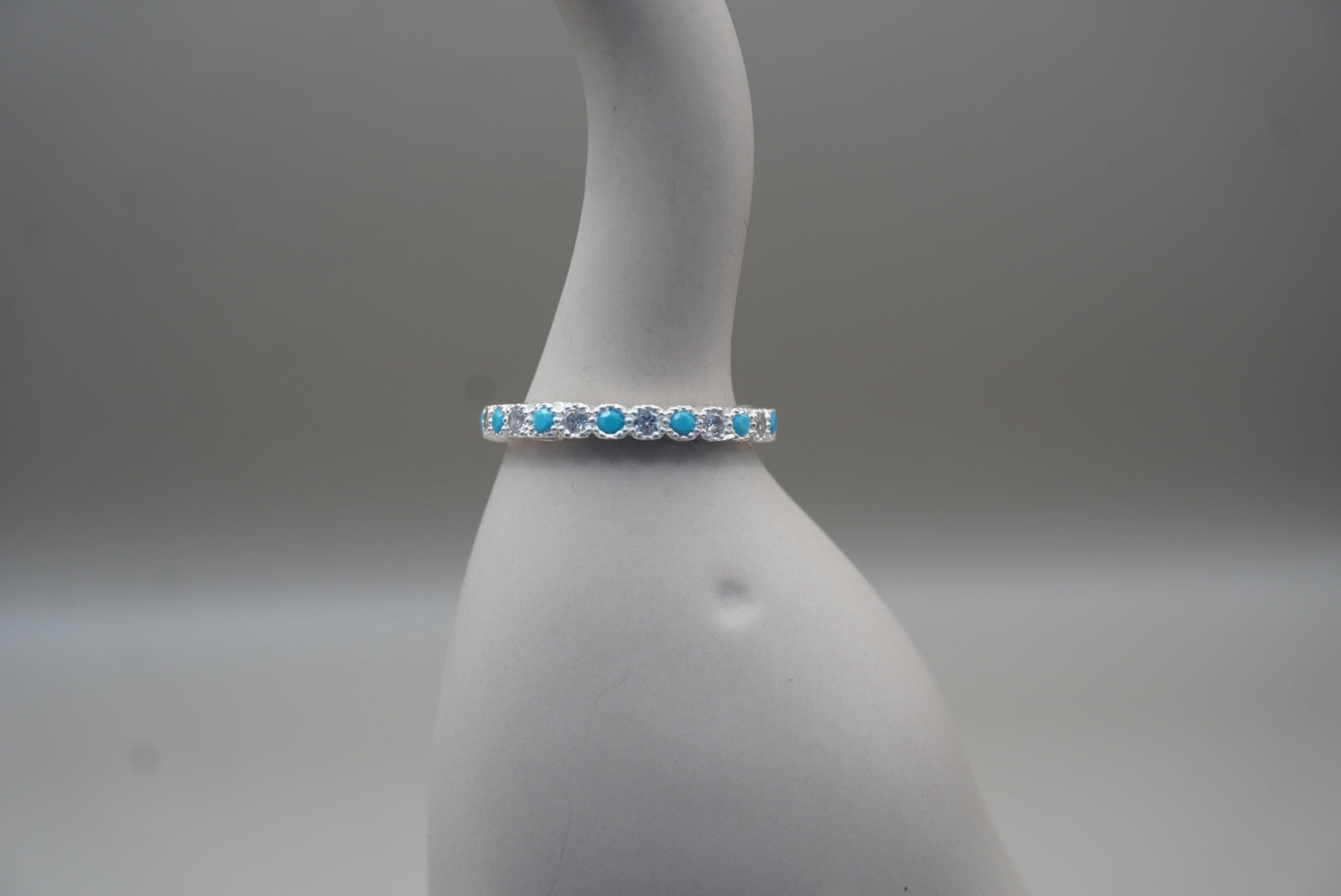 CHURUMBELA ZIRCONIA AZUL Y BLANCA #9 PLATA .925