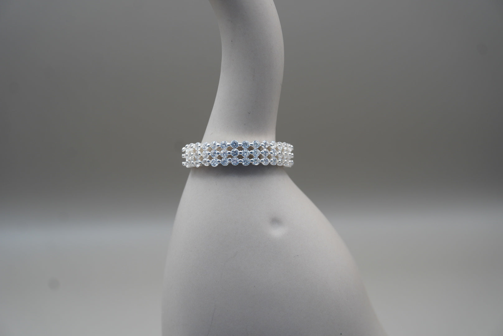 MEDIA CHURUMBELA TRIPLE ZIRCONIA BLANCA #7 PLATA .925
