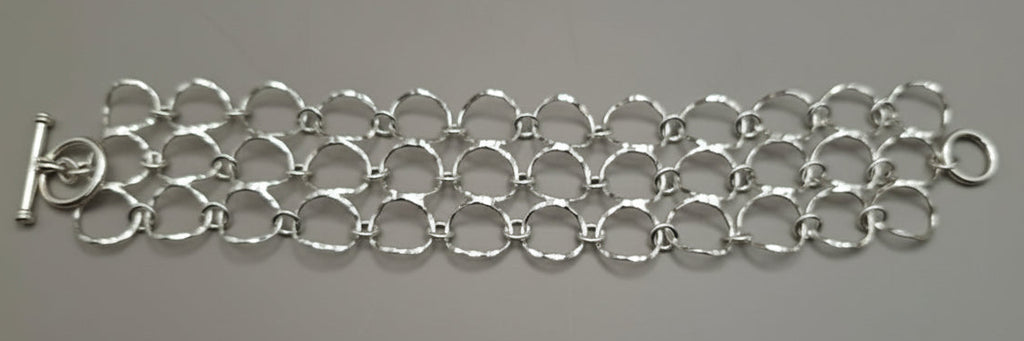 PULSERA MALLA DE AROS PLATA .925