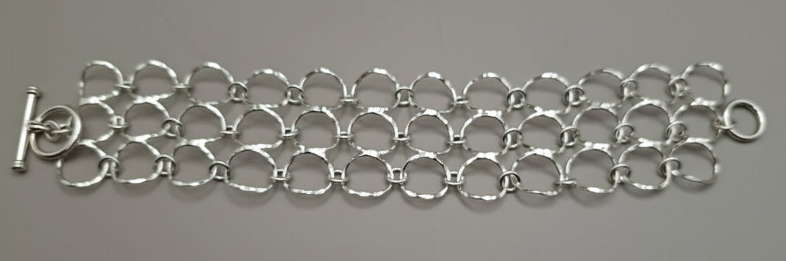 PULSERA MALLA DE AROS PLATA .925