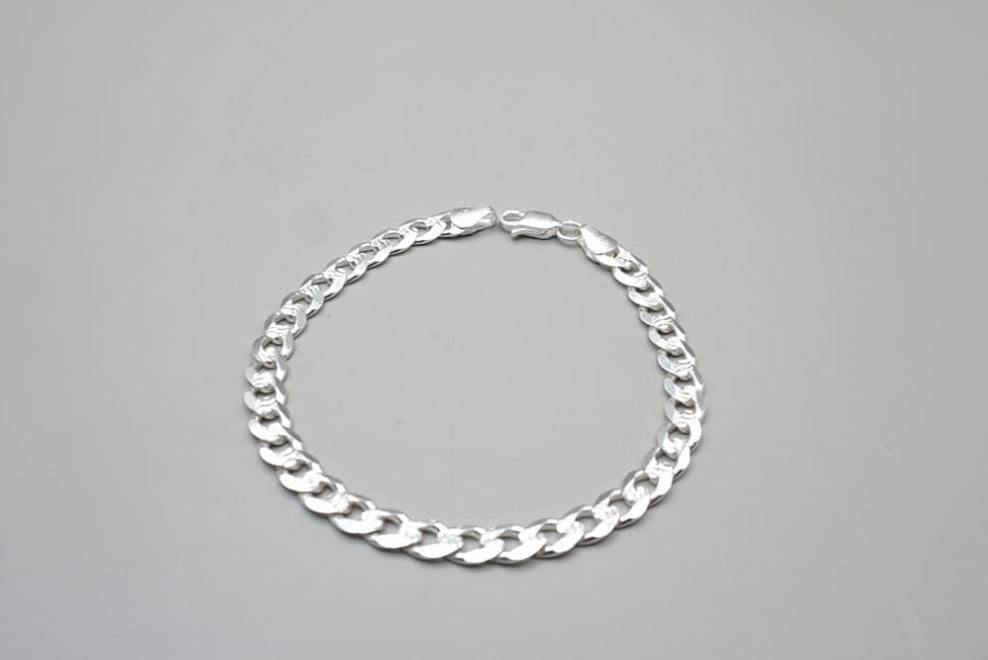 PULSO CUBANA DIAMANTADO 20 CM x 6 MM PLATA .925