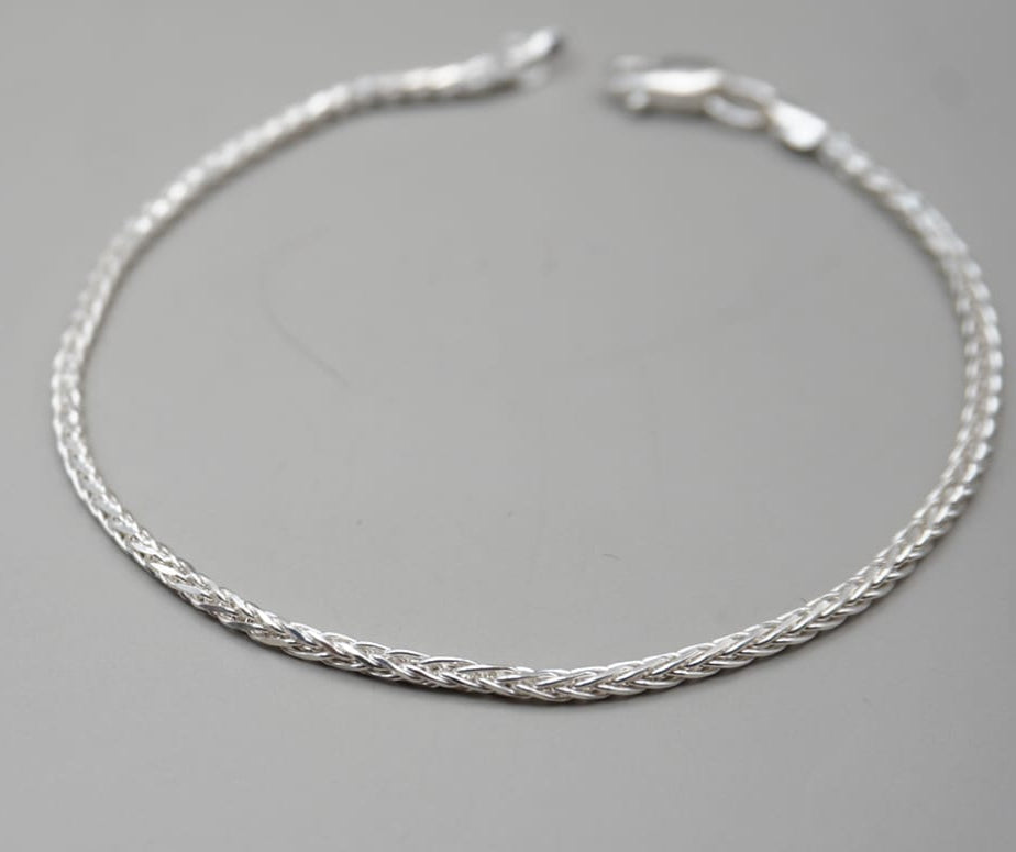 PULSERA TEJIDO ESPIGA PLATA .925