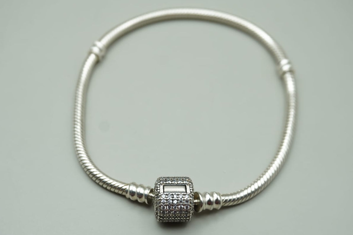 PULSERA TIPO PANDORA CON ZIRCONIA 18 CM PLATA .925