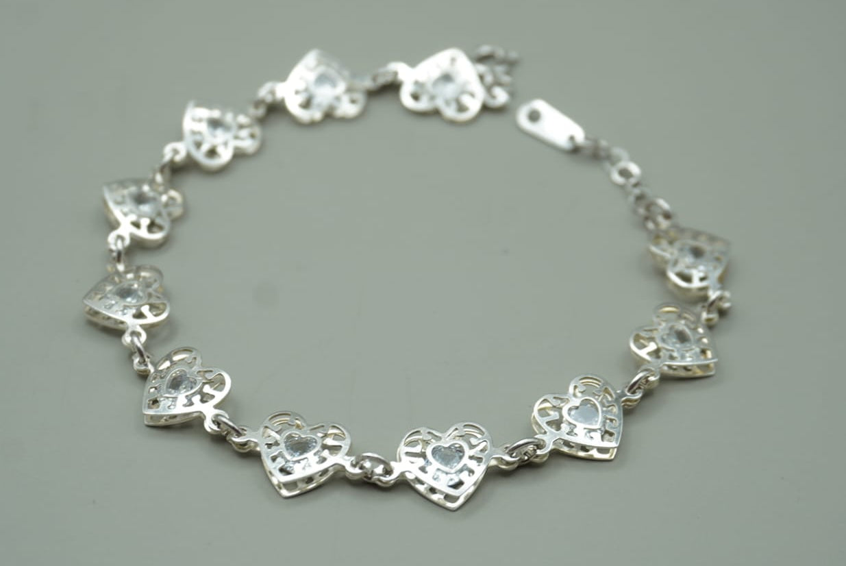 PULSERA CORAZON CALADO PLATA .925