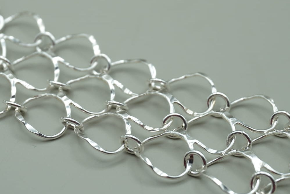 PULSERA MALLA DE AROS PLATA .925